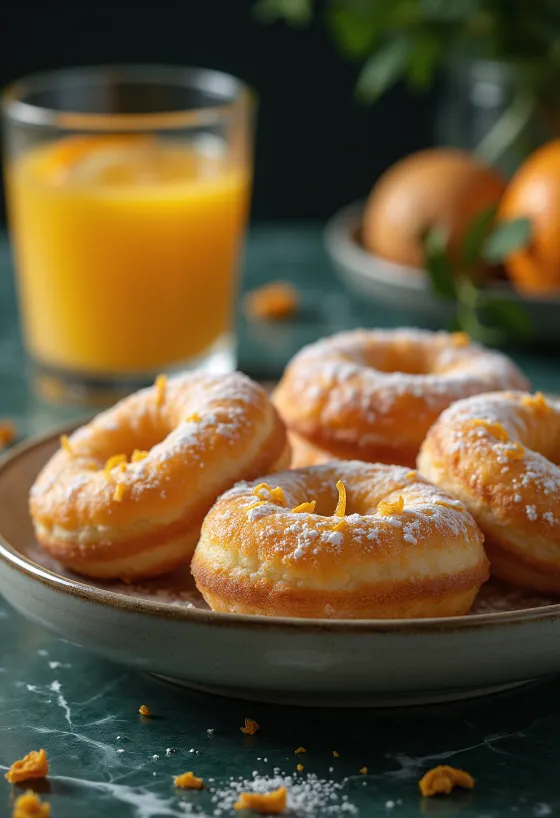 Donuts de naranja servidos en un plato