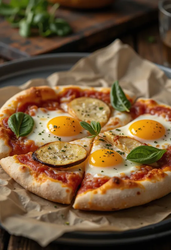 Pizza alla Melanzana con berenjena y mozzarella