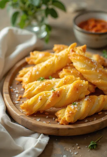 Palitos de queso crujientes recién horneados con capa de queso dorada
