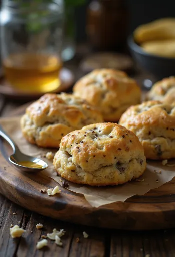 Scones de plátano y chía servidos