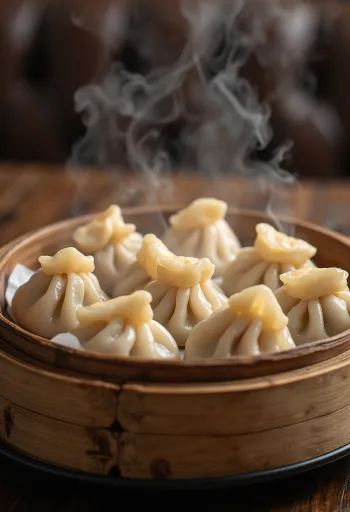 Dim sum de cerdo servido