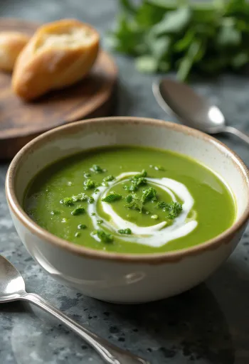 Crema de acelgas servida cremosa