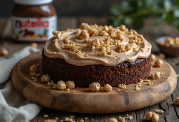 Tarta de Nutella y mascarpone decorada con nata y virutas de chocolate