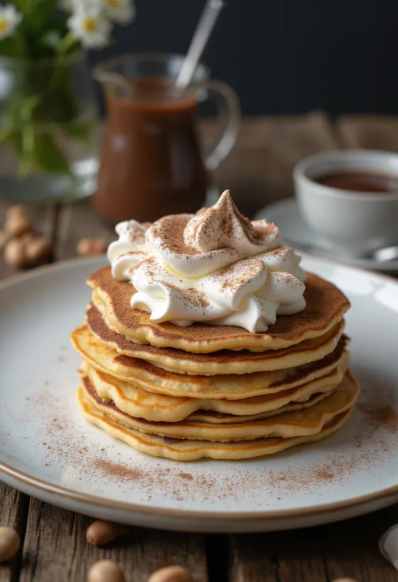 Tarta de crêpes con Nutella y nata servida