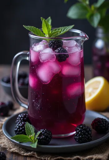Limonada de moras servida en vaso