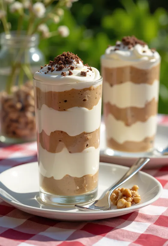Vasitos de crema de castañas servidos