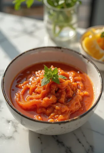 Salsa Gochujang servida en un plato pequeño