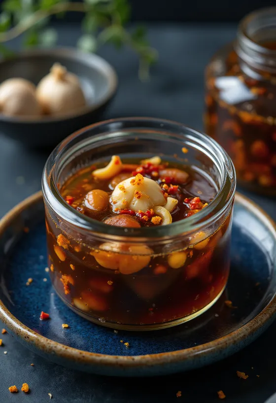 Salsa Jangajji servida con verduras encurtidas