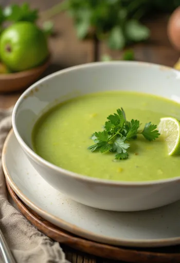 Crema de calabacín al cilantro servida