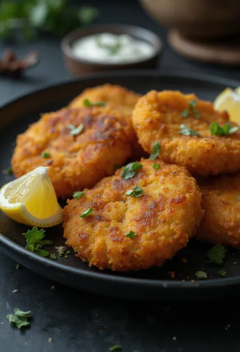 Filete de búfalo empanado servido