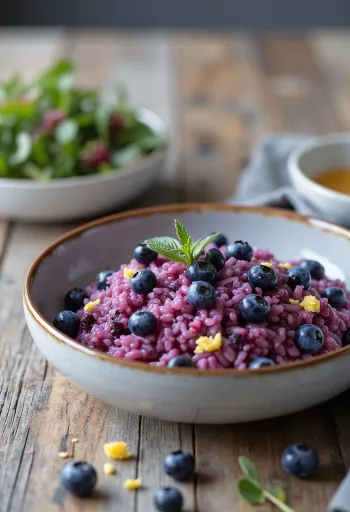 Arroz con arándanos servido en bol
