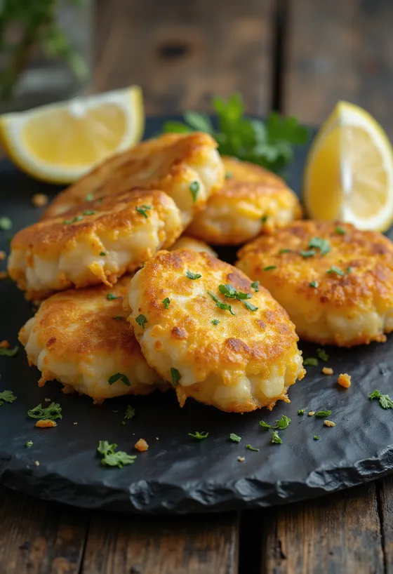 Bolinho de bacalhau sin gluten, buñuelos dorados de bacalao servidos