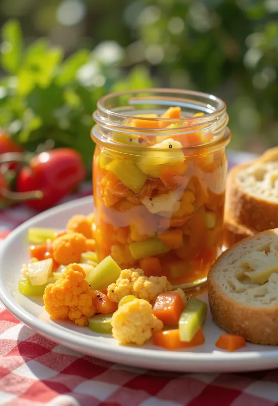 Giardiniera picante servida