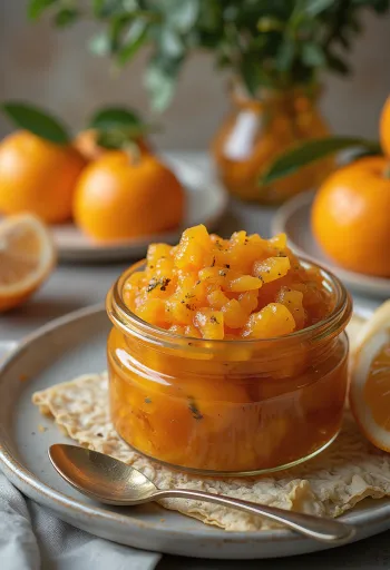 Chutney de naranja agridulce servido