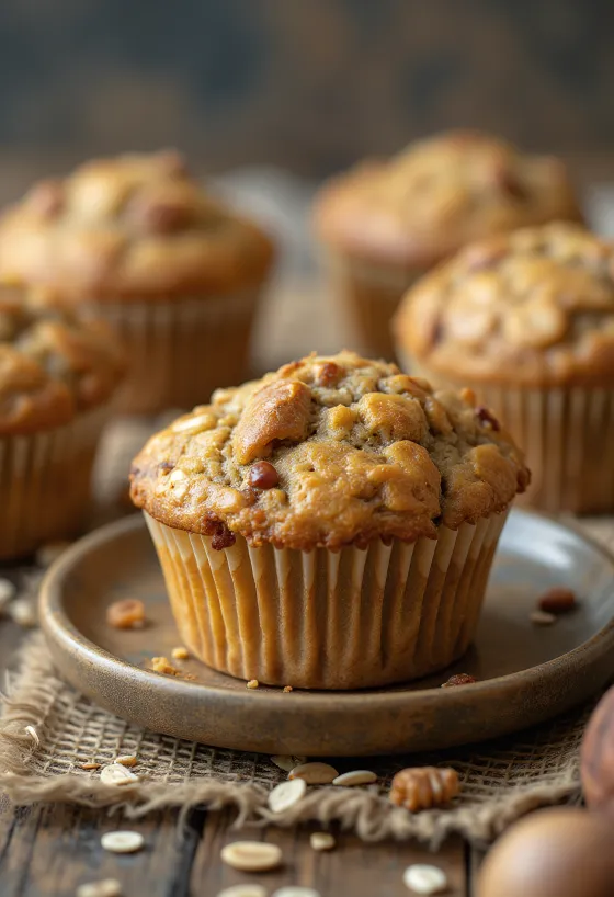 Muffins de avena y castañas servidos