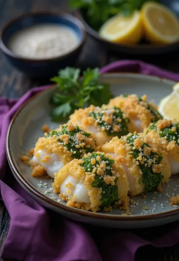 Pescado envuelto en hoja de shiso frito, con corteza dorada y crujiente