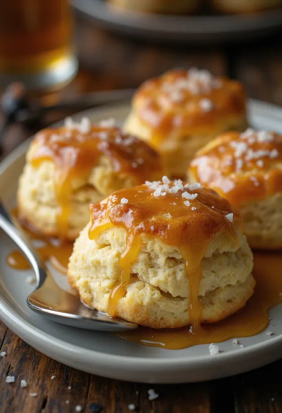 Bollitos de caramelo salado servidos
