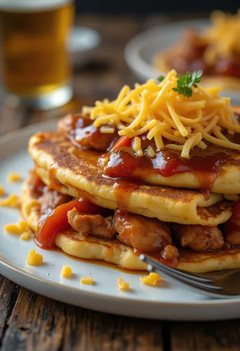 Crêpes con salsa BBQ servidos