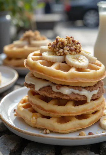 Tortitas con alma de gofre servidas