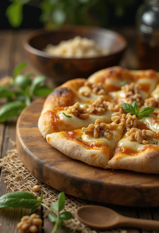 Pizza alle Noci con nueces y queso