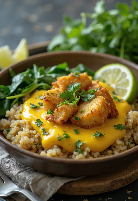 Quinoa con espinacas y tofu al curry