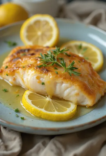 Pescado a la plancha con salsa de limón