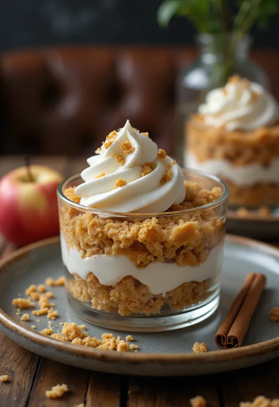 Tarta de manzana y mascarpone servida en porciones