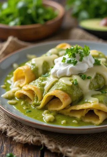 Enchiladas verdes servidas
