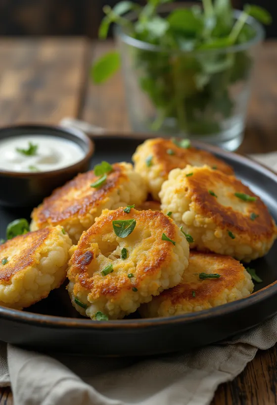 Gobi Bhaji recién hecho, bolas de coliflor crujientes