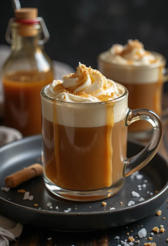 Sidra al caramelo salado servida en vaso