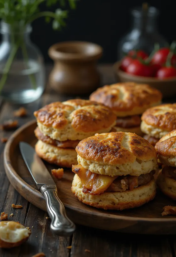 Bollitos de carne y chicharrones servidos