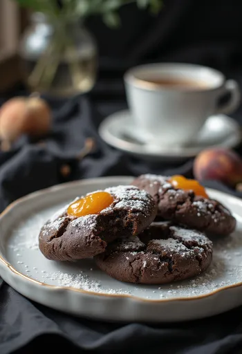Galletas Linzer de cacao servidas