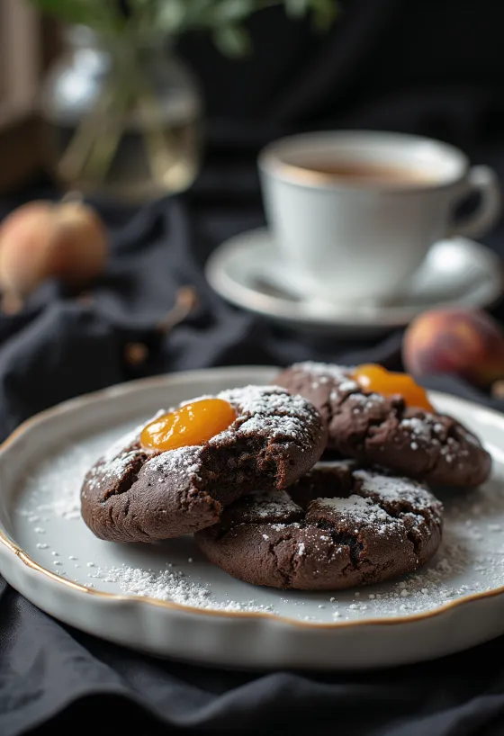 Galletas Linzer de cacao servidas