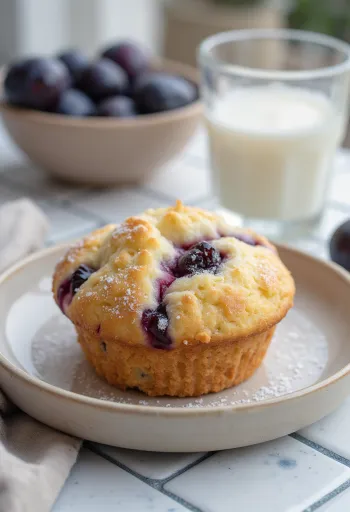 Muffins de ciruela servidos en un plato