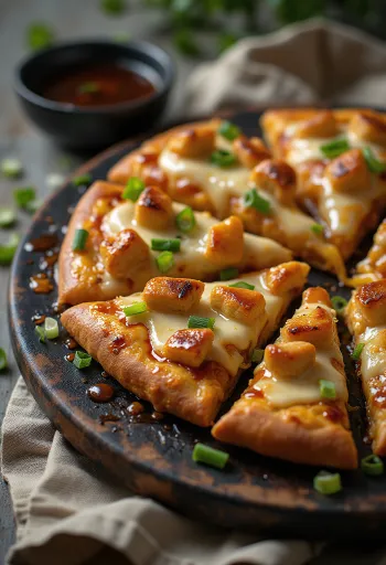 Teriyaki chicken pizza con pollo a la parrilla y sésamo
