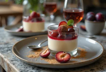 Panna cotta con ciruelas especiadas en vaso