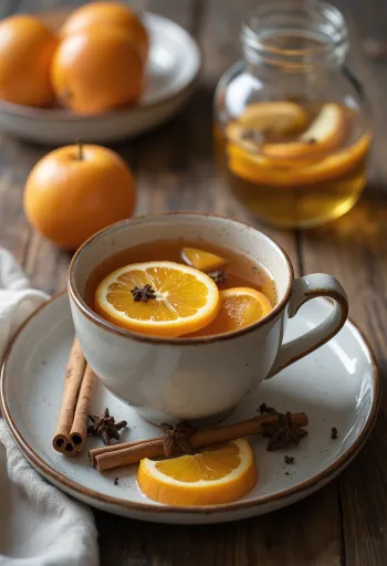 Té de frutas de invierno servido en vaso