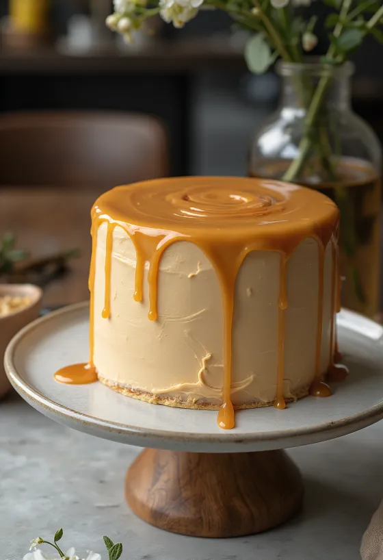 Tarta de caramelo servida