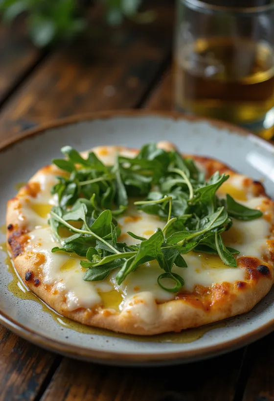 Pizza Bianca con Rucola con rúcula y queso