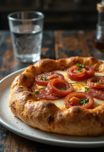 Pizza Diavola de borde relleno con salami picante