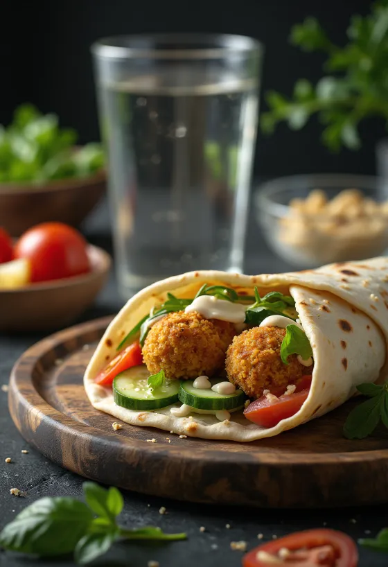 Wrap de falafel de boniato con verduras