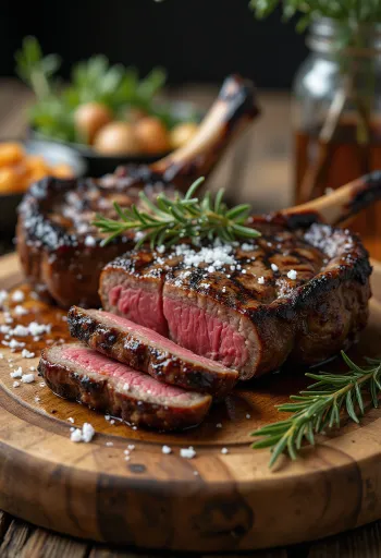 Filetes de springbok a la parrilla servidos con verduras asadas.