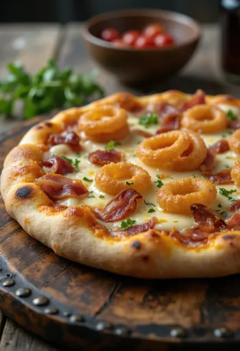 Pizza alpina con quesos de montaña y bacon crujiente