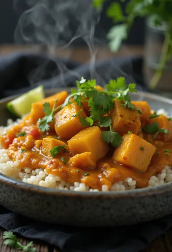 Curry de calabaza con base de quinoa