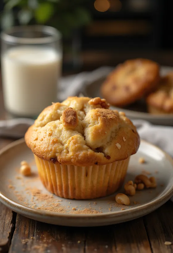 Muffins de manzana y nueces servidos en un plato