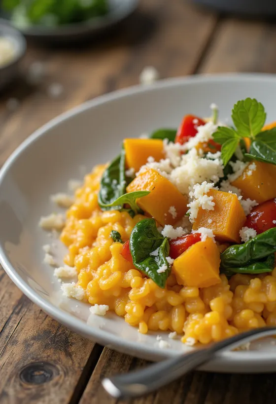 Risotto de calabaza y verduras