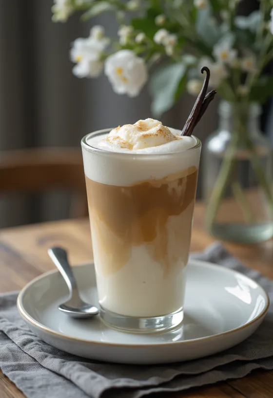 Latte de vainilla recién servido