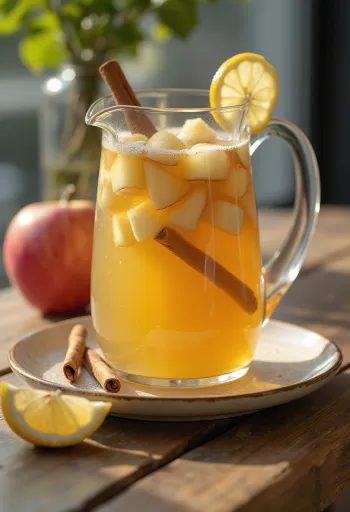 Jugo de manzana con canela servido en botella