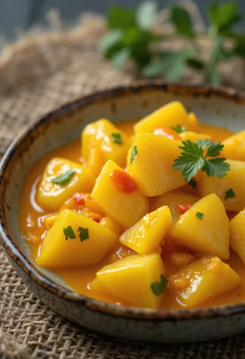 Salsa de chili afrutada al curry servida