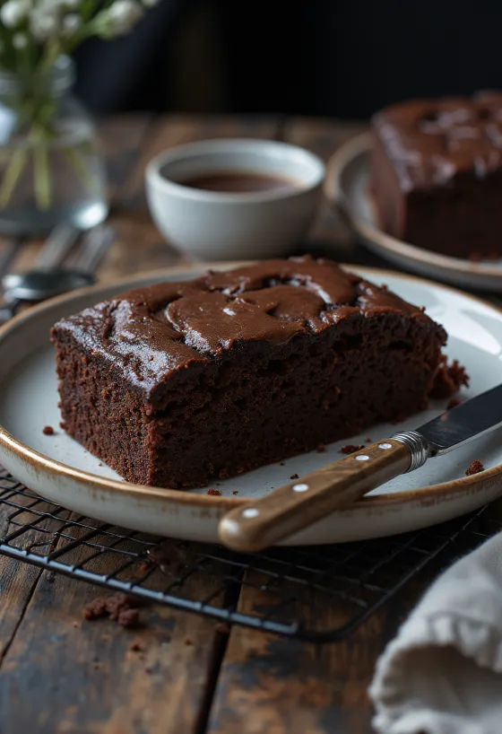 Tarta de chocolate clásica servida